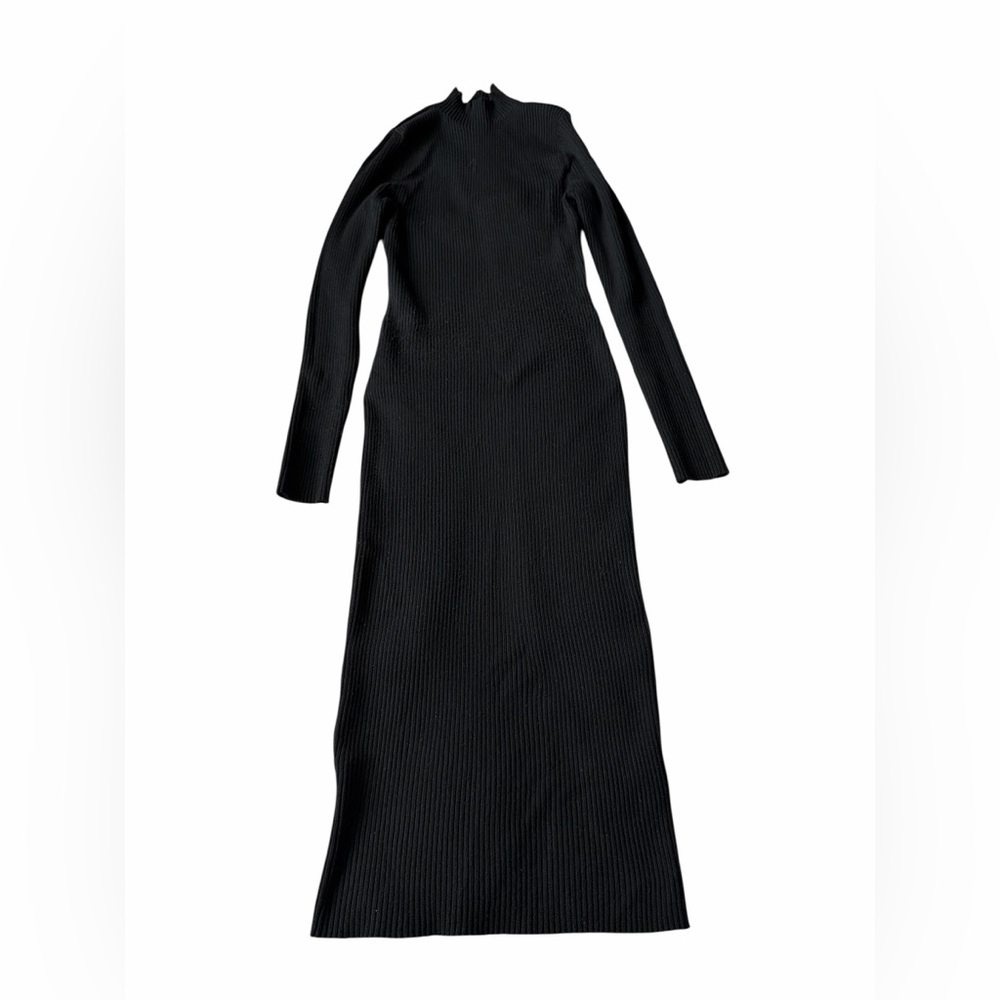 H&M Black Ribbed Long Sleeve Dress